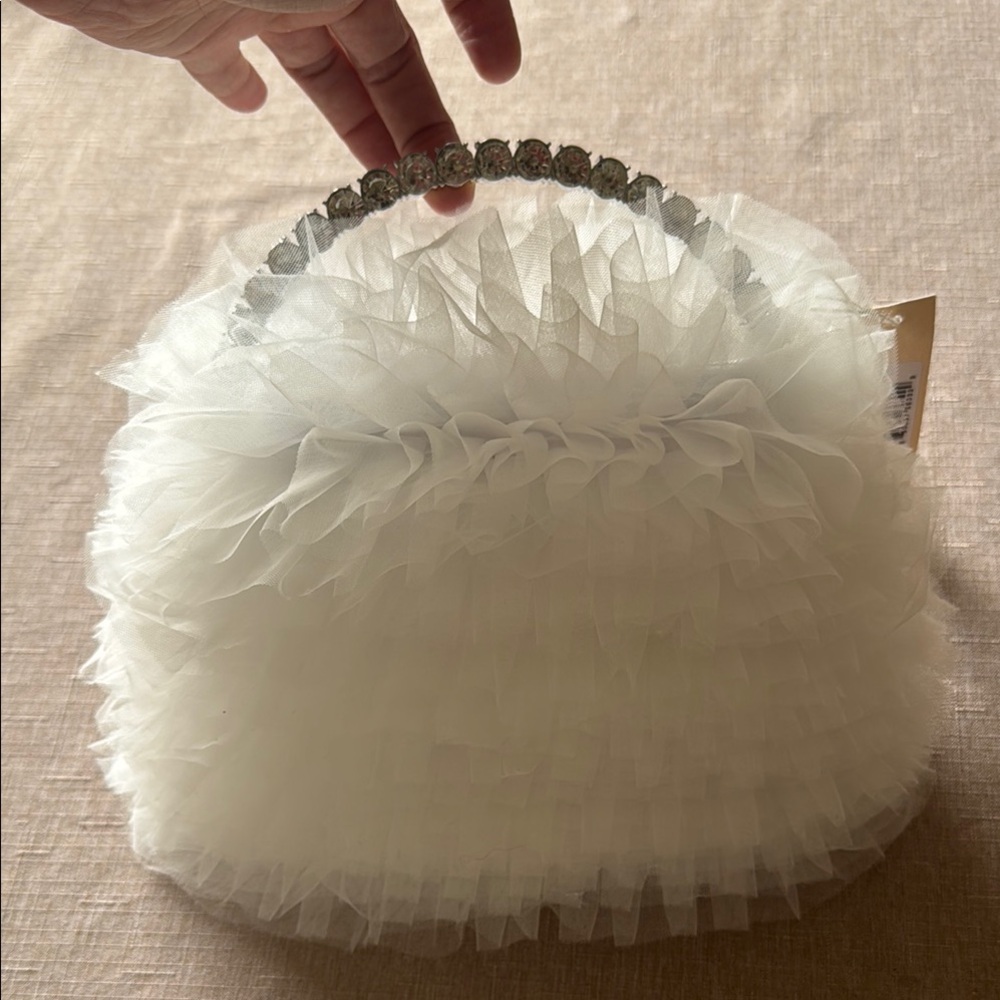 NWT Anthropologie White Crystal Embellished Clutch